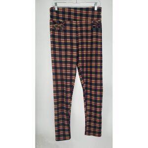 Emily Stacy Plaid Check‎ Pull-on Casual Legging Pants Size L